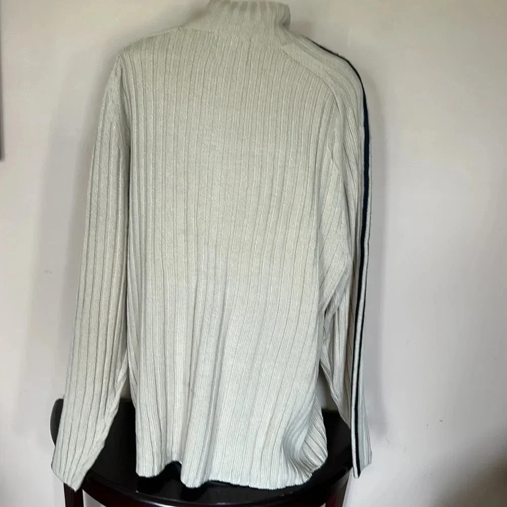Vintage ,chunky knit/ cable  zip sweater,blue,cream,fisherman,grandpa core,NWOT - Picture 3 of 8